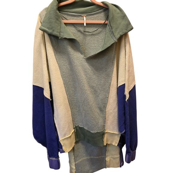 Free People Sidewalk Sweatshirt in Mallard Combo Size Large EUC *READ - Picture 4 of 8